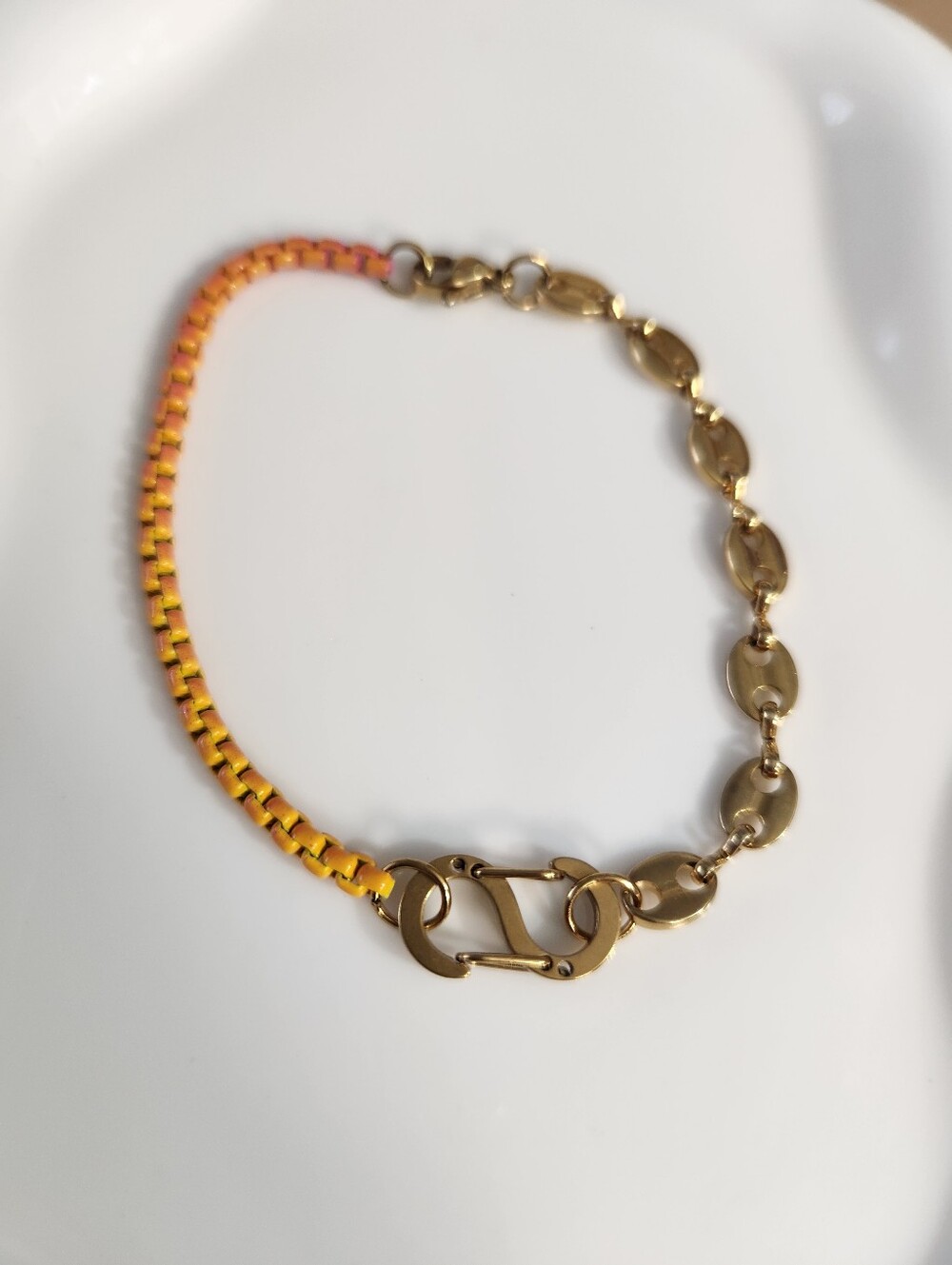 Orange Ombre And Puffly Link Bracelet